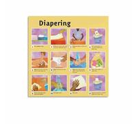 RNUMLIGH Diapering Steps Guide Poster Care How to Change a Diaper Chart Educational Wall-Art for Nursery Bathroom Home Decor(Unframed,08x12inch(20x30cm))