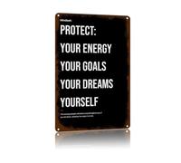 RNUMLIGH Distressed Metal Tin Sign with Protect Your Peace Saying Rustic Home Decor Vintage Style Text Art for Living Room Office 8 x 12 inch