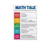 RNUMLIGH Educational Anchor Chart Math Talk Sentence Starters Poster Problem Solving Discussion Prompts for Classroom and Homeschool Decor(Unframed,16x24inch(40x60cm))