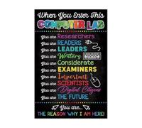 RNUMLIGH Educational Computer Poster for Classroom Science Technology Engineering Math STEM Multicolor Wall-Art Decor(Framed,12x18inch(30x45cm))
