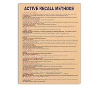 RNUMLIGH Educational Poster for Active Recall Methods Learning Canvas Wall-Art for Study Room School(Framed,12x18inch(30x45cm))