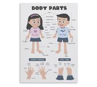RNUMLIGH Educational Poster Human Body Parts Chart Canvas Wall-Art Print Montessori Homeschool Decor for Childrens Room(Unframed,16x24inch(40x60cm))