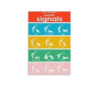 RNUMLIGH Educational Wall-Art Dog Training Hand Signals Chart Visual Commands Guide Poster for Dog Owners Home Decor(Framed,08x12inch(20x30cm))