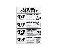 RNUMLIGH Elementary Writing Poster, CUPS Editing Strategy, Colorful Checklist for Young Authors, Classroom Decor, Teachers(Framed,08x12inch(20x30cm))