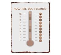 RNUMLIGH Emoji Mood Check Metal Sign Feeling Thermometer Wall-Art for Classroom Office Counselor Decor Emotion Aluminum 8 X 12 in