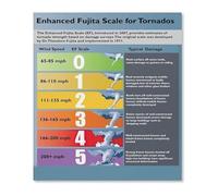 RNUMLIGH Enhanced Fujita Scale Poster Tornado EF Chart Weather Reference Guide for Science Room(Framed,16x24inch(40x60cm))
