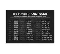RNUMLIGH Financial Literacy Poster Compound Interest Chart Educational Wall-Art for Wealth Building Classroom Office Home Decor(Framed,12x18inch(30x45cm))