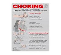 RNUMLIGH First Aid Choking Procedure Poster Life Saving Steps Chart Educational Wall Decor for Cafe Home School Office(Framed,08x12inch(20x30cm))