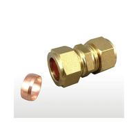 RNUMLIGH Fit 25mm Tube OD Brass Compression Union Fitting with Copper Ferrule Ring Water Gas Oil