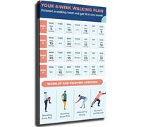 RNUMLIGH Fitness Motivation Poster - 4-Week Walking Plan Canvas Prints Exercise Guide for Home, Office, and Gym Wall-Art(Unframed,08x12inch(20x30cm))