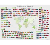 RNUMLIGH Flags of the World Map Poster, Large Detailed Political Map for Learning, Travel Wall Art for Home Decor (Unframed,16x24inch(40x60cm))
