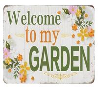 RNUMLIGH Floral Metal Sign Welcome To My Garden Country Decor For Outside Patio Flower Bed Greenhouse Farmhouse Wall-Art Gift 8 X 12 inch