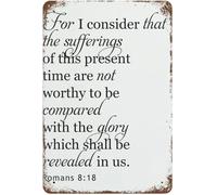 RNUMLIGH For I Consider That The Sufferings Of This Present Time Are Not Worthy To Be Compared Black White Vintage Metal Print For Kitchen Coffee Corner Breakfast Nook Wall 8 X 12 in