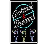 RNUMLIGH Fun Metal Sign Retro Cocktail Dreams Bar Decor Kitchen Home Pub Man Cave 8 X 12 in