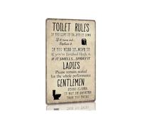 RNUMLIGH Funny Bathroom Sign Vintage Metal Tin Toilet Rules Retro Wall-Art for Home Restroom Powder Room 8 X 12 inch