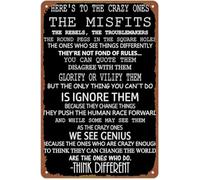 RNUMLIGH Funny Crazy Ones Retro Metal Sign Poster Wall-Art for Home Doors Gardens Bars Restaurants Cafes Offices Shops Clubs Gift 8 X 12 in