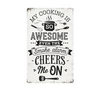RNUMLIGH Funny Kitchen Sign My Cooking is Awesome Metal Tin Retro Wall Decor for Home 8 X 12 inch