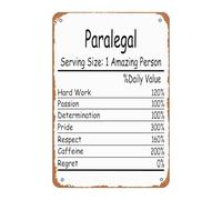 RNUMLIGH Funny Paralegal Metal Sign Amazing Person Daily Value Definition Plaque for Law Office Man Cave Wall Decor Legal Assistant Appreciation Gift Tin 8 X 12 inch