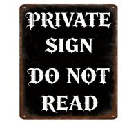 RNUMLIGH Funny Private Sign Do Not Read Metal Tin Vintage Wall-Art For Bedroom Office Man Cave Bar Garage 8 X 12 in