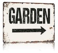 RNUMLIGH Garden Arrow Direction Humorous Metal Tin Sign for Bathroom Patio Wall Decoration 8 X 12 in