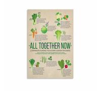 RNUMLIGH Garden Companion Planting Poster, Vegetable Pairing Guide, Gardening Wall-Art for Shed, Greenhouse, Utility Room(Framed,12x18inch(30x45cm))