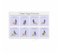 RNUMLIGH Gentle Chair Yoga Poster Seated Stretching Exercises Guide for Seniors Beginners Wall-Art Canvas Painting Home Decor(Framed,16x24inch(40x60cm))