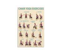 RNUMLIGH Gentle Yoga at Home Poster, Chair-Assisted Poses Chart Canvas Wall-Art, Wellness Reference for Office, Living Space(Framed,12x18inch(30x45cm))