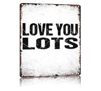 RNUMLIGH Gift for Her Funny Metal Sign Love You Lots Quote Retro Tin for Bedroom Wall Decor Home Note Cute 8 X 12 in