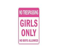 RNUMLIGH Girls Only Metal Tin Sign No Boys Allowed Funny Wall Decor for Room Bedroom 8 X 12 inch