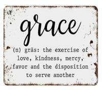RNUMLIGH Grace Definition Tin Sign Inspirational Wall Decor For Living Room Bedroom Office Home Indoor Outdoor Faith Based Art 8 X 12 in