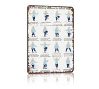 RNUMLIGH Graceful Motion Metal Sign Heel Toe Shift Weight Glide Tin Plaque Faded Typography For Community Center Class Room 8 X 12 inch