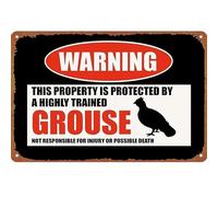 RNUMLIGH Grouse Warning Funny Hunter Sign Metal Wall Decor 12x8 Inch