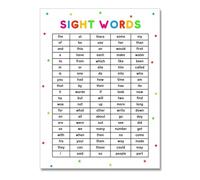 RNUMLIGH High Frequency Words Poster 100 Essential Vocabulary Educational Chart for Classroom and Homeschool Wall-Art Learning Decor(Framed,12x18inch(30x45cm))