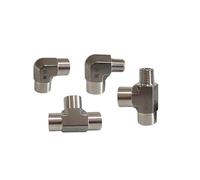 RNUMLIGH High Pressure Forging 1/8" 1/4" 3/8" 1/2" Female Male Elbow tee 3 Ways 304 Stainless Steel Pipe Fitting Connector (Elbow Female To Male,BSP 304_3/8")