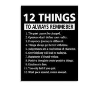 RNUMLIGH Home Office Decor Canvas Print 12 Things to Always Remember Quotes Wall-Art for Bedroom Living Room(Framed,16x24inch(40x60cm))
