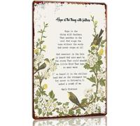 RNUMLIGH Hope Is the Thing with Feathers Metal Sign Poetic Wall Decor for Bedroom Living Room Office Home 8 X 12 in