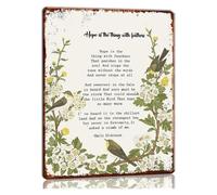 RNUMLIGH Hope Is The Thing With Feathers Sign Vintage Metal Tin for Hallway Entry Wall Decor Quiet Saying Plaque Indoor Outdoor 8 X 12 inch