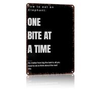RNUMLIGH How to Eat an Elephant One Bite Metal Tin Sign Inspirational Step by Mantra Home Office Wall Decor 8 X 12 inch