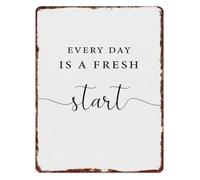 RNUMLIGH Humorous Every Day Is A Fresh Start Vintage Metal Sign Encouraging Wall Decor for Bedroom Home Theater 8 X 12 in