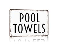 RNUMLIGH Humorous Metal Sign Funny Pool Rules Towel Policy Vintage Tin Wall Decor for Swimming Area Backyard Patio Bathroom 8 X 12 inch