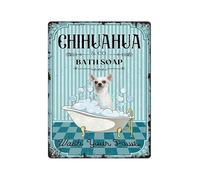 RNUMLIGH Humorous Small Breed Dog Bathroom Sign Vintage Tin with Wash Your Paws Saying for Pet Owner Home 8 X 12 inch