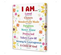 RNUMLIGH I Am Loved Wall-Art for Biblical Affirmations Nursery Sunday School Classroom Decor(Framed,12x18inch(30x45cm))
