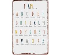 RNUMLIGH I Am Statements Vintage Aluminum Sign with Letters for Encouragement in Home or Office 8 X 12 in