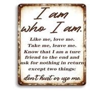 RNUMLIGH I Am Who Metal Sign Vintage Funny Retro Inspirational Tin Wall Decor For Garden Garage Bar Cafe Walls Doors 8 X 12 in