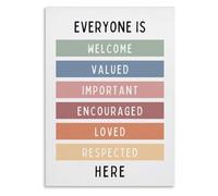 RNUMLIGH Inclusive Classroom Sign Everyone Welcome Poster Boho Style Canvas Wall-Art Inspirational Decor for School Office Home Study Room(Framed,12x18inch(30x45cm))