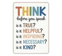 RNUMLIGH Inspirational Metal Sign Think Before You Speak Vintage Tin Plaque For Classroom Home Kitchen Yard Porch Wall-Art 8 X 12 inch