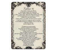 RNUMLIGH Inspirational Psalm 91 Spanish Metal Tin Sign Salmo Prayer Corner Wall Hanging Decor 8 X 12 inch
