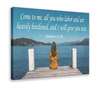 RNUMLIGH Inspirational Quote Canvas Wall-Art Find Rest Bible Verse Print for Home Decor Prayer Corner Faith Gift(Unframed,12x18inch(30x45cm))