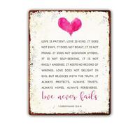 RNUMLIGH Inspirational Scripture Wall-Art Metal Tin Sign with Love is Patient Quote Vintage Decor 8 X 12 in