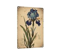 RNUMLIGH Iris Flower Metal Tin Sign Vintage Garden Wall Decor for Kitchen Home Office Farmhouse Spring 8 X 12 inch